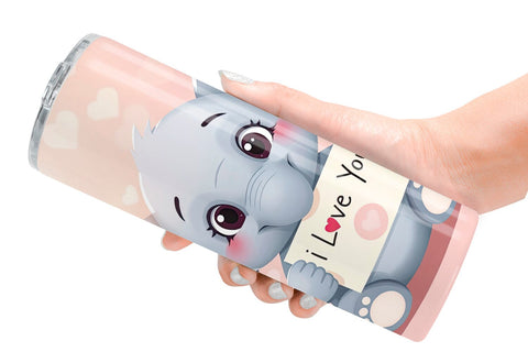 Tumbler Wrap Valentine Elephant Cartoon Sublimation artnoy 