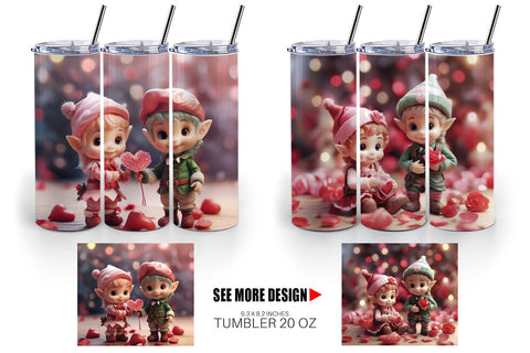Tumbler Wrap Valentine Elves Sublimation artnoy 