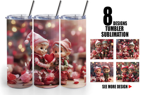 Tumbler Wrap Valentine Elves Sublimation artnoy 
