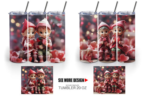 Tumbler Wrap Valentine Elves Sublimation artnoy 