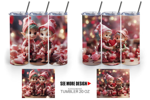 Tumbler Wrap Valentine Elves Sublimation artnoy 