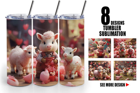 Tumbler Wrap Valentine Farm Animals Sublimation artnoy 