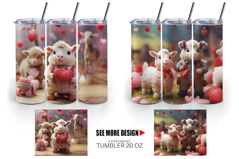 Tumbler Wrap Valentine Farm Animals Sublimation artnoy 