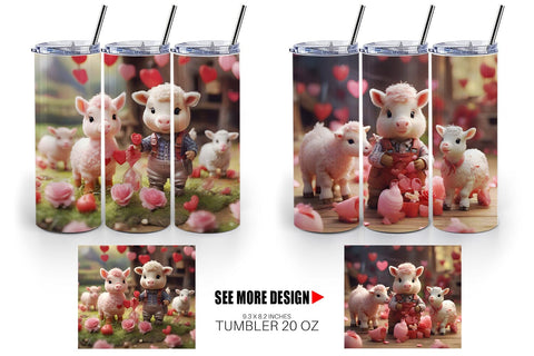 Tumbler Wrap Valentine Farm Animals Sublimation artnoy 