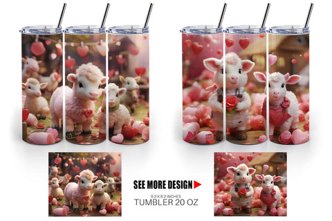 Tumbler Wrap Valentine Farm Animals Sublimation artnoy 