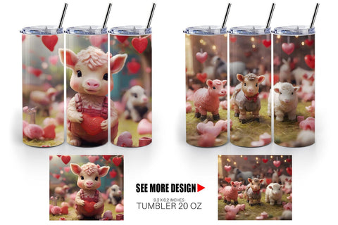 Tumbler Wrap Valentine Farm Animals Sublimation artnoy 
