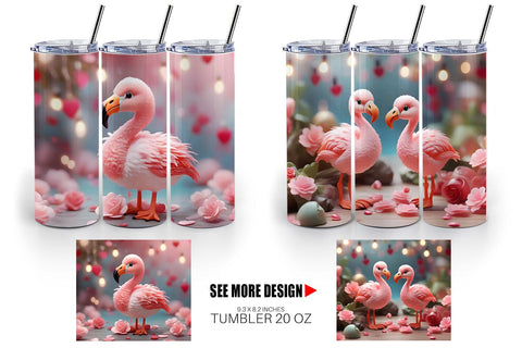 Tumbler Wrap Valentine Flamingo Bird Sublimation artnoy 
