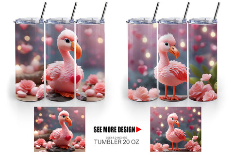 Tumbler Wrap Valentine Flamingo Bird Sublimation artnoy 