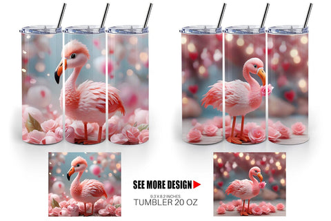 Tumbler Wrap Valentine Flamingo Bird Sublimation artnoy 