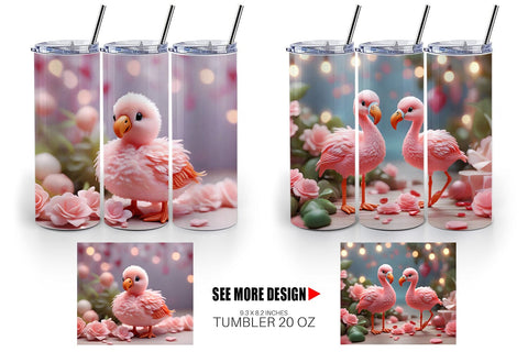 Tumbler Wrap Valentine Flamingo Bird Sublimation artnoy 