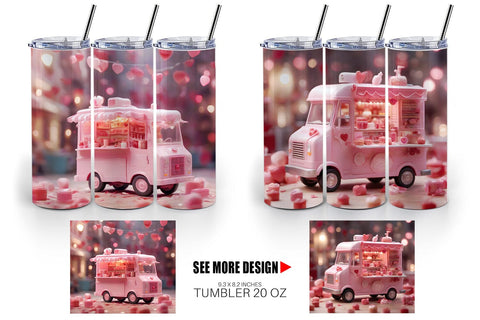 Tumbler Wrap Valentine Food Truck Sublimation artnoy 