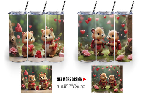 Tumbler Wrap Valentine Forest Animal Sublimation artnoy 
