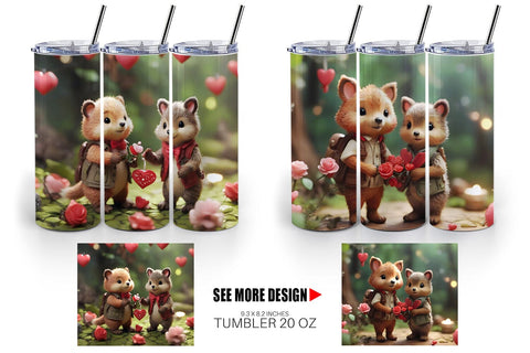 Tumbler Wrap Valentine Forest Animal Sublimation artnoy 