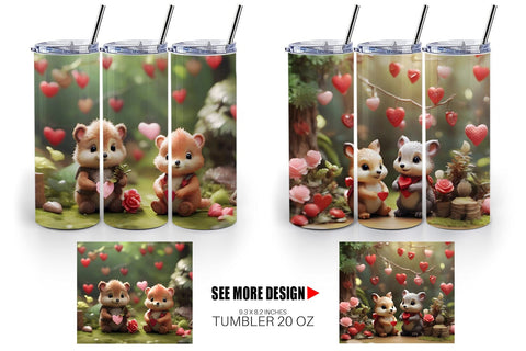Tumbler Wrap Valentine Forest Animal Sublimation artnoy 