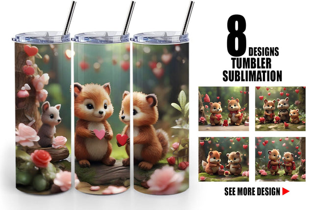 Tumbler Wrap Valentine Forest Animal Sublimation artnoy 