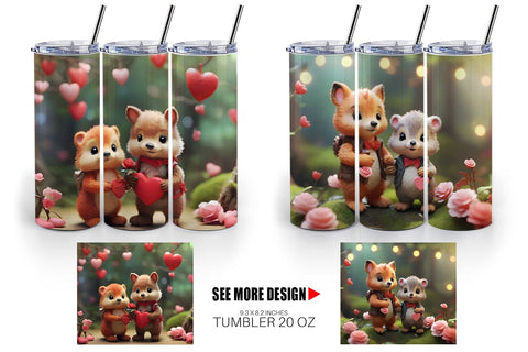 Tumbler Wrap Valentine Forest Animal Sublimation artnoy 
