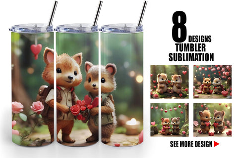 Tumbler Wrap Valentine Forest Animal Sublimation artnoy 