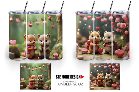 Tumbler Wrap Valentine Forest Animal Sublimation artnoy 