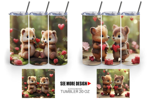 Tumbler Wrap Valentine Forest Animal Sublimation artnoy 