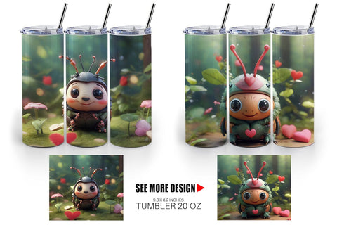 Tumbler Wrap Valentine Forest Beetle Sublimation artnoy 