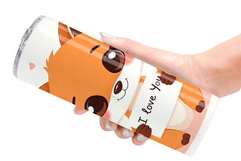 Tumbler Wrap Valentine Fox Cartoon Sublimation artnoy 