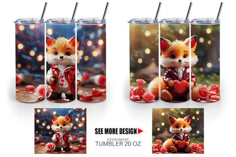 Tumbler Wrap Valentine Fox Sublimation artnoy 