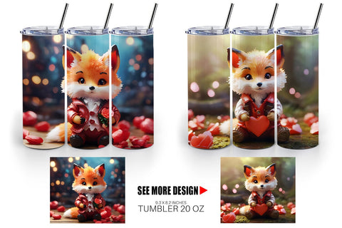 Tumbler Wrap Valentine Fox Sublimation artnoy 