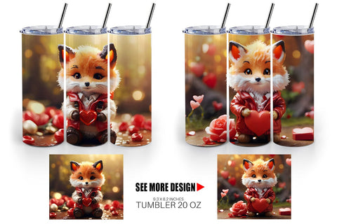 Tumbler Wrap Valentine Fox Sublimation artnoy 