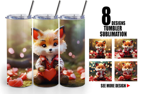 Tumbler Wrap Valentine Fox Sublimation artnoy 