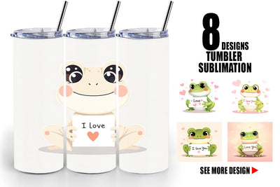 Tumbler Wrap Valentine Frog Cartoon Sublimation artnoy 