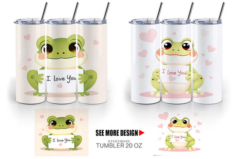 Tumbler Wrap Valentine Frog Cartoon Sublimation artnoy 