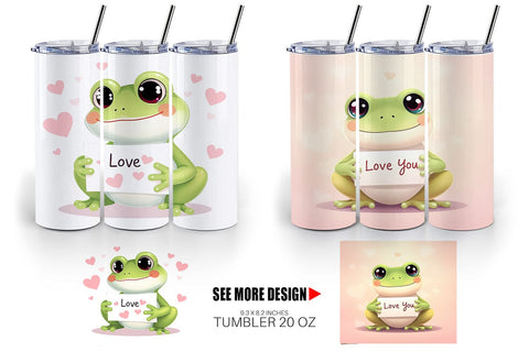 Tumbler Wrap Valentine Frog Cartoon Sublimation artnoy 