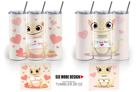 Tumbler Wrap Valentine Gecko Cartoon Sublimation artnoy 