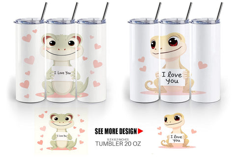 Tumbler Wrap Valentine Gecko Cartoon Sublimation artnoy 