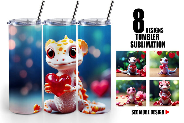 Tumbler Wrap Valentine Gecko Sublimation artnoy 