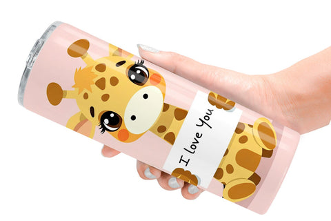 Tumbler Wrap Valentine Giraffe Cartoon Sublimation artnoy 