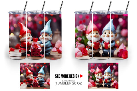 Tumbler Wrap Valentine Gnomes Sublimation artnoy 