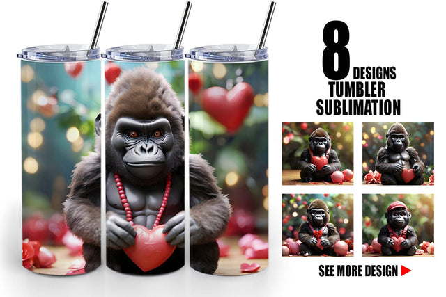 Tumbler Wrap Valentine Gorilla Sublimation artnoy 