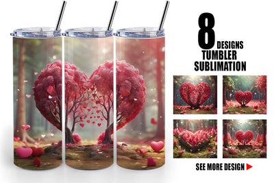 Tumbler Wrap Valentine Heart Forest Sublimation artnoy 