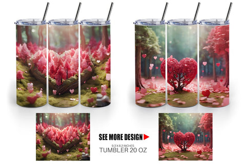 Tumbler Wrap Valentine Heart Forest Sublimation artnoy 