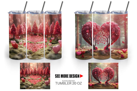 Tumbler Wrap Valentine Heart Forest Sublimation artnoy 