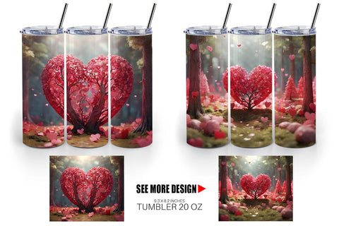 Tumbler Wrap Valentine Heart Forest Sublimation artnoy 