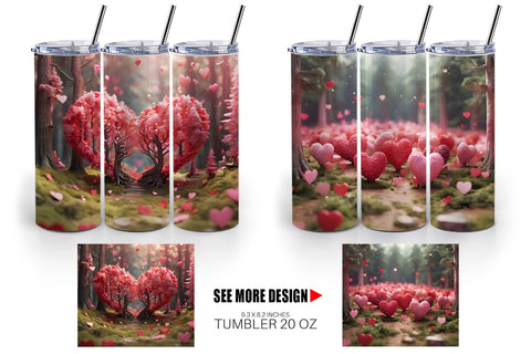 Tumbler Wrap Valentine Heart Forest Sublimation artnoy 