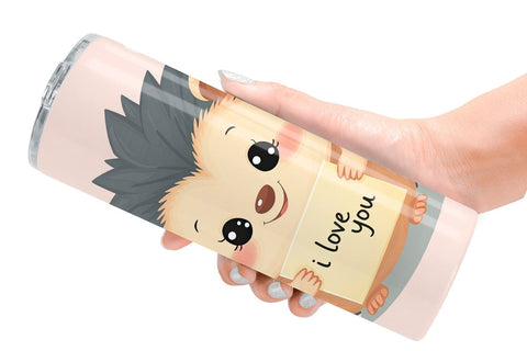 Tumbler Wrap Valentine Hedgehog Cartoon Sublimation artnoy 