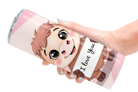 Tumbler Wrap Valentine Highland Cow Cartoon Sublimation artnoy 