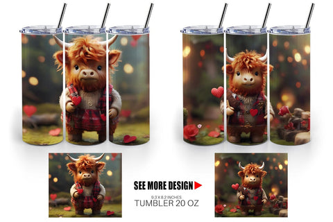Tumbler Wrap Valentine Highland Cow Sublimation artnoy 