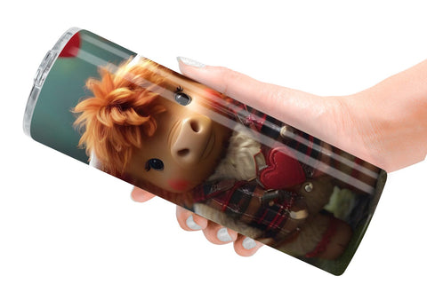 Tumbler Wrap Valentine Highland Cow Sublimation artnoy 