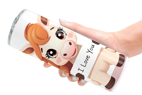 Tumbler Wrap Valentine Horse Cartoon Sublimation artnoy 