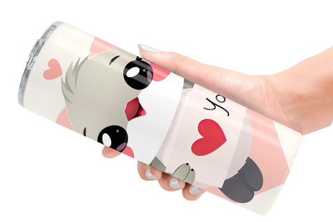 Tumbler Wrap Valentine Hummingbird Cartoon Sublimation artnoy 