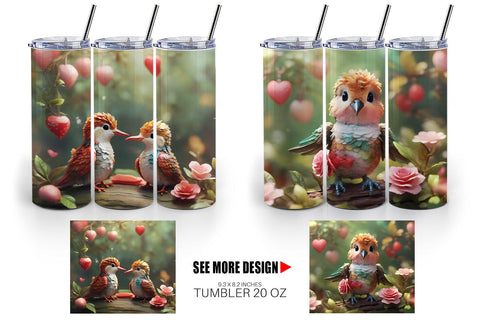 Tumbler Wrap Valentine Hummingbird Sublimation artnoy 
